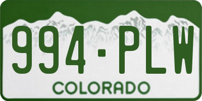 CO license plate 994PLW