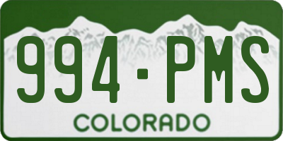 CO license plate 994PMS