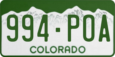 CO license plate 994POA