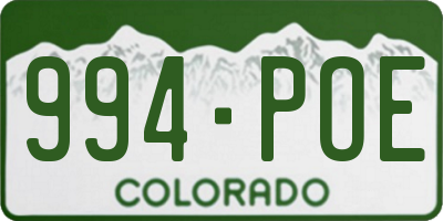 CO license plate 994POE