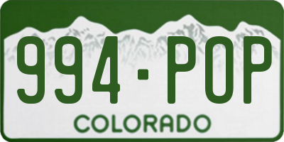 CO license plate 994POP