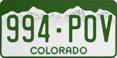 CO license plate 994POV