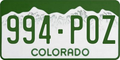 CO license plate 994POZ