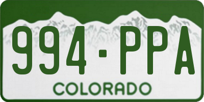 CO license plate 994PPA