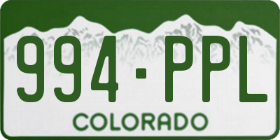 CO license plate 994PPL