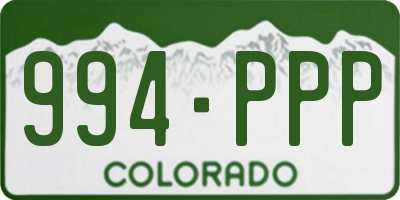 CO license plate 994PPP