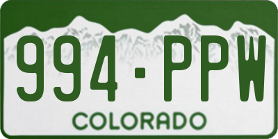 CO license plate 994PPW
