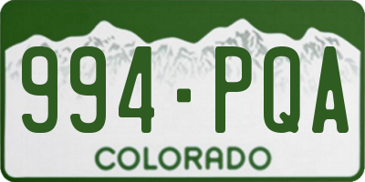 CO license plate 994PQA