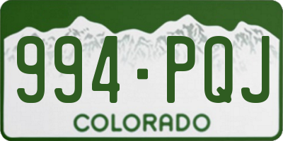 CO license plate 994PQJ
