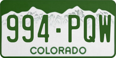 CO license plate 994PQW