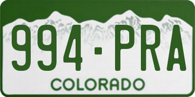 CO license plate 994PRA