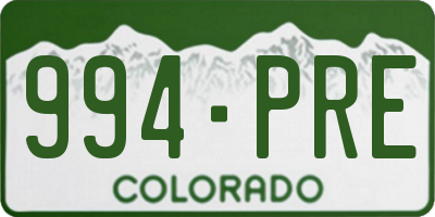 CO license plate 994PRE