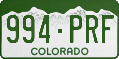 CO license plate 994PRF