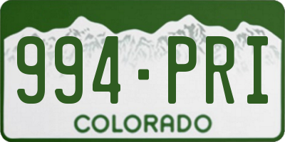 CO license plate 994PRI