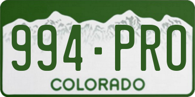 CO license plate 994PRO