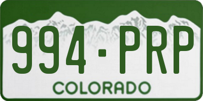 CO license plate 994PRP