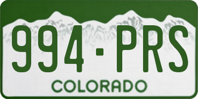 CO license plate 994PRS
