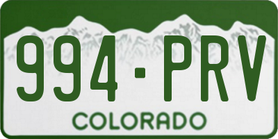 CO license plate 994PRV