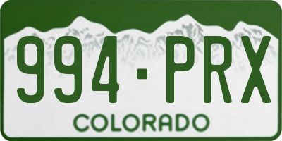 CO license plate 994PRX