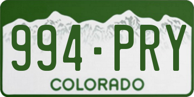 CO license plate 994PRY