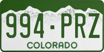 CO license plate 994PRZ