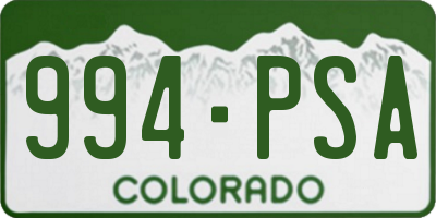 CO license plate 994PSA