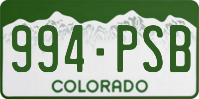 CO license plate 994PSB