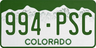 CO license plate 994PSC