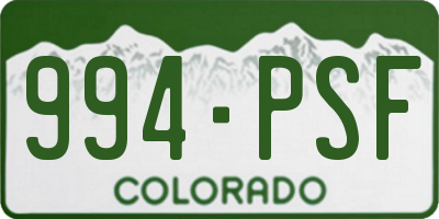 CO license plate 994PSF