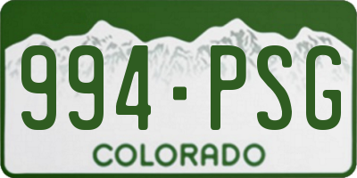 CO license plate 994PSG