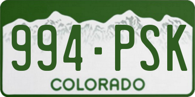 CO license plate 994PSK