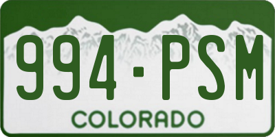 CO license plate 994PSM