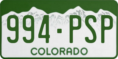 CO license plate 994PSP