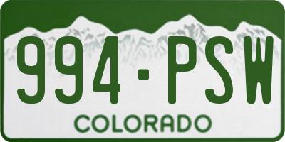 CO license plate 994PSW