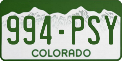 CO license plate 994PSY