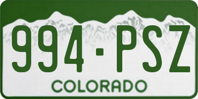 CO license plate 994PSZ