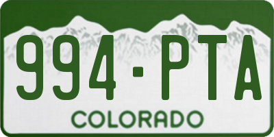 CO license plate 994PTA