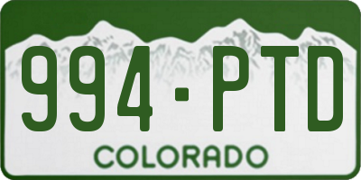CO license plate 994PTD