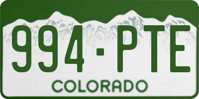 CO license plate 994PTE