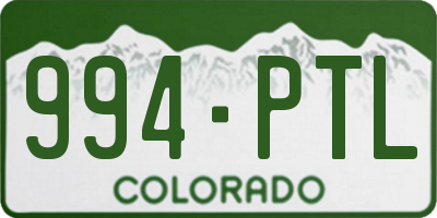 CO license plate 994PTL