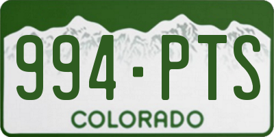 CO license plate 994PTS