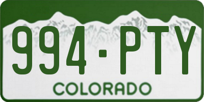 CO license plate 994PTY