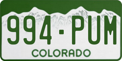CO license plate 994PUM