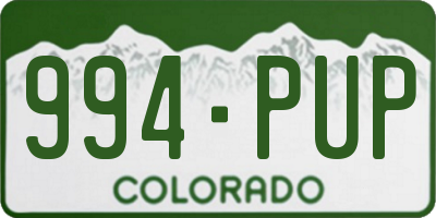 CO license plate 994PUP