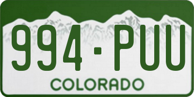 CO license plate 994PUU