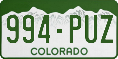 CO license plate 994PUZ