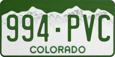 CO license plate 994PVC