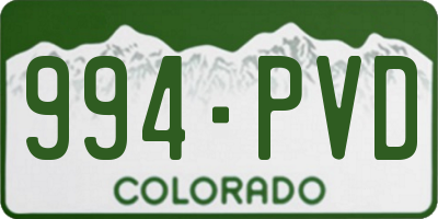 CO license plate 994PVD