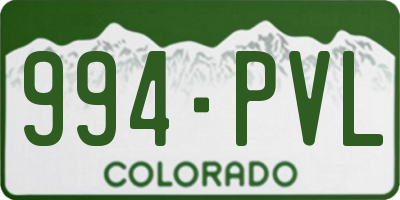 CO license plate 994PVL
