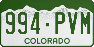 CO license plate 994PVM